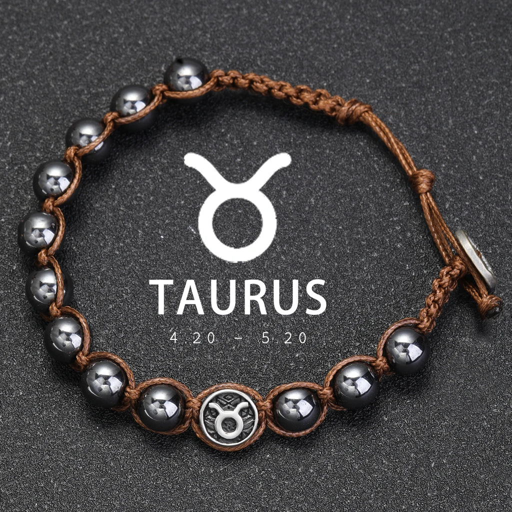 Brățară Talisman Zodiac pentru Bărbați – Piatră Vulcanică Naturală & Noroc 8mm