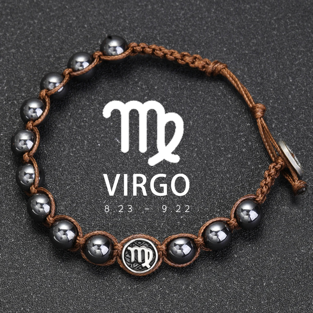 Brățară Talisman Zodiac pentru Bărbați – Piatră Vulcanică Naturală & Noroc 8mm