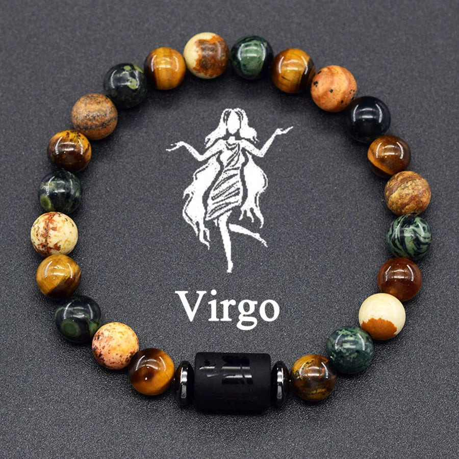 Brățară Zodiac Neagră – Pietre Semiprețioase & Energie Cosmică | Toate Semnele