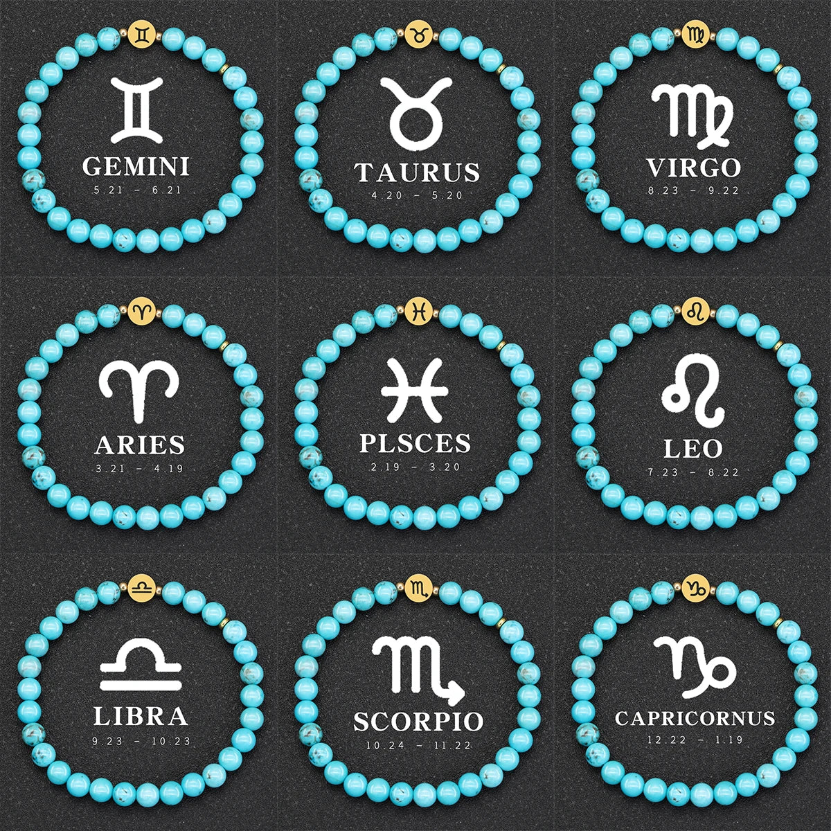 Brățară Zodiac cu Turcoaz Natural – Piatra Norocului & Protecției | 6mm