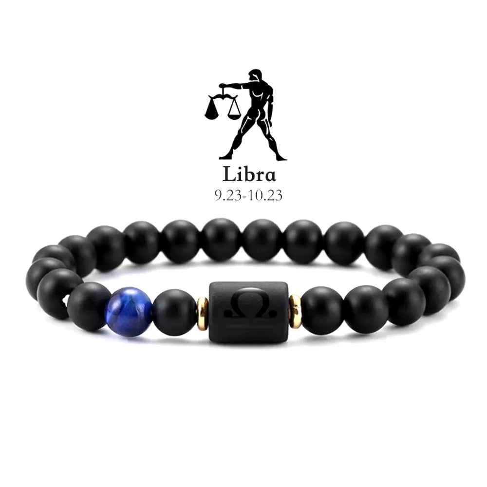 Brățară Zodiac Neagră – Pietre Semiprețioase & Energie Cosmică | Toate Semnele