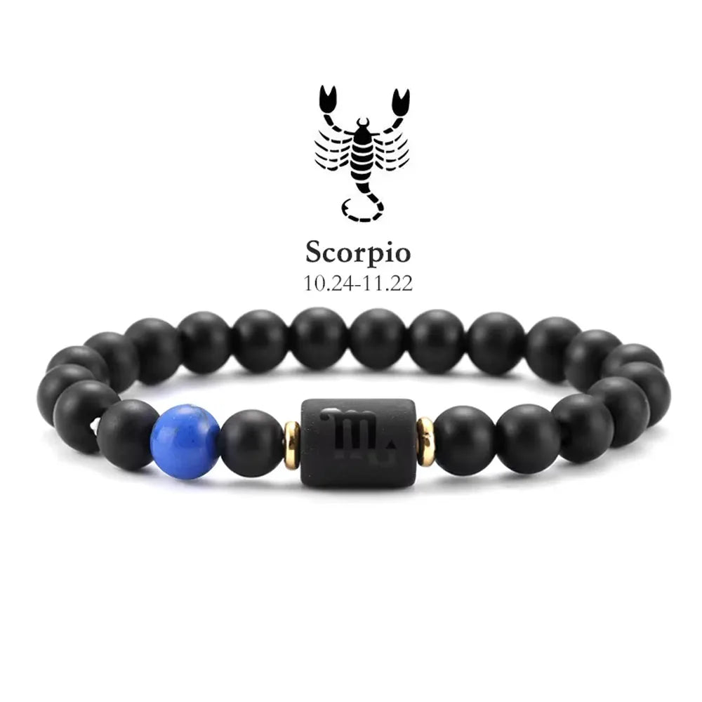Brățară Zodiac Neagră – Pietre Semiprețioase & Energie Cosmică | Toate Semnele