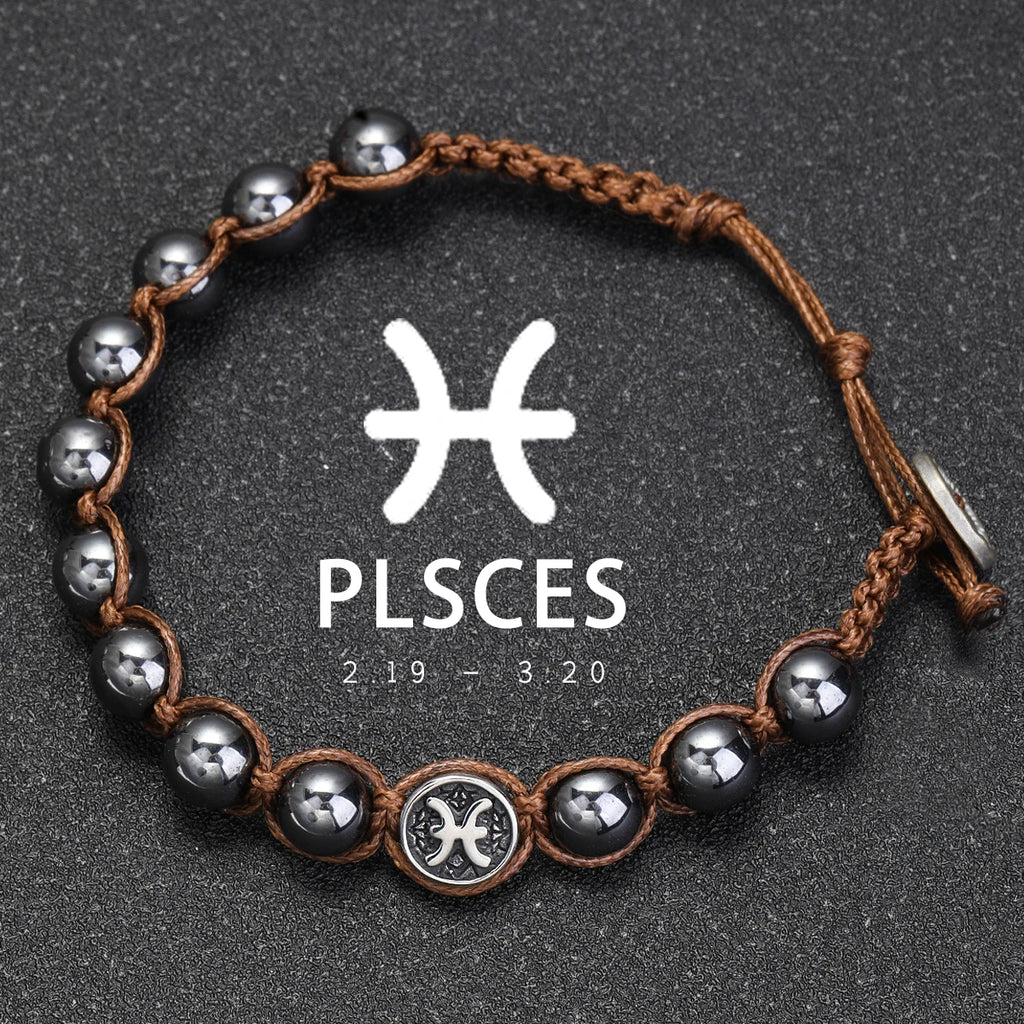 Brățară Talisman Zodiac pentru Bărbați – Piatră Vulcanică Naturală & Noroc 8mm