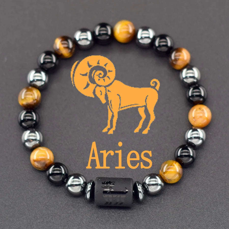 Brățară Zodiac Neagră – Pietre Semiprețioase & Energie Cosmică | Toate Semnele