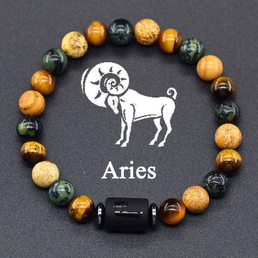 Brățară Zodiac Neagră – Pietre Semiprețioase & Energie Cosmică | Toate Semnele