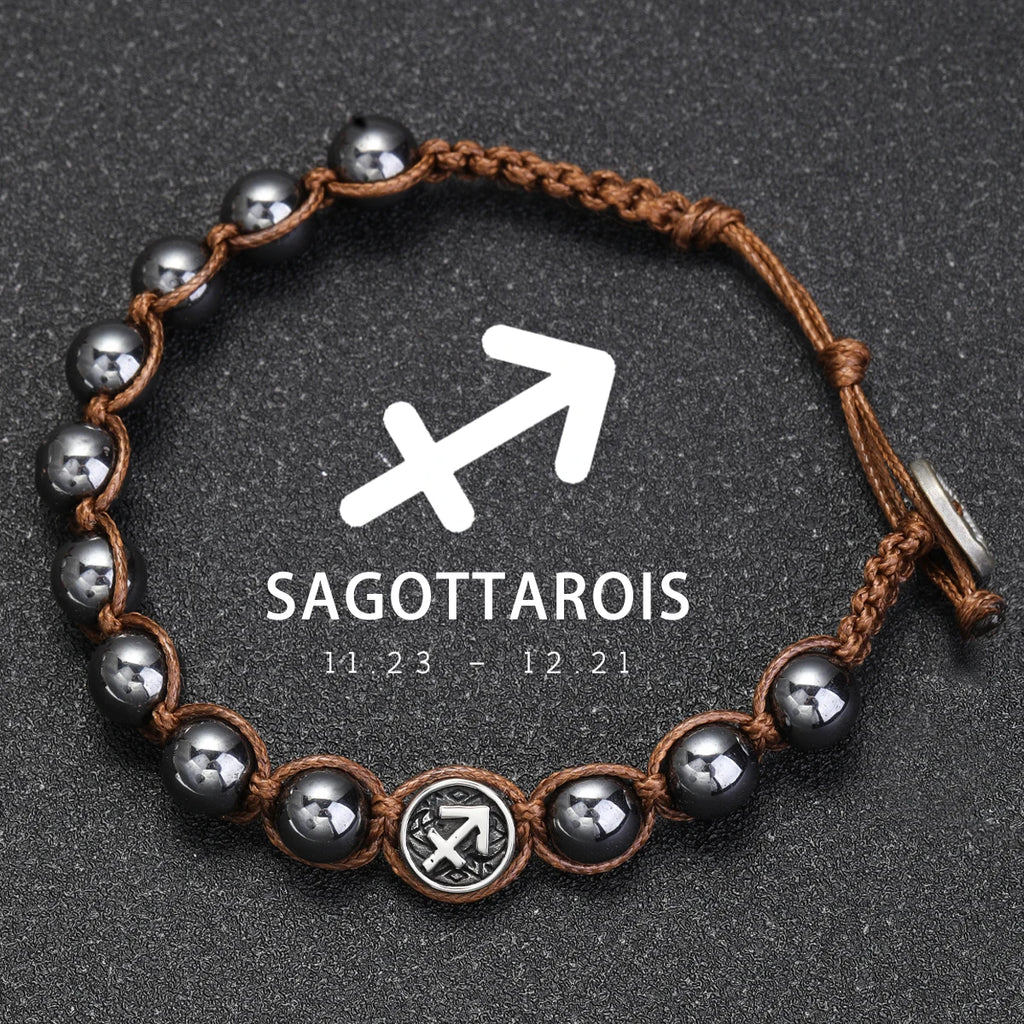 Brățară Talisman Zodiac pentru Bărbați – Piatră Vulcanică Naturală & Noroc 8mm
