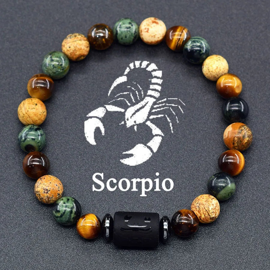 Brățară Zodiac Neagră – Pietre Semiprețioase & Energie Cosmică | Toate Semnele