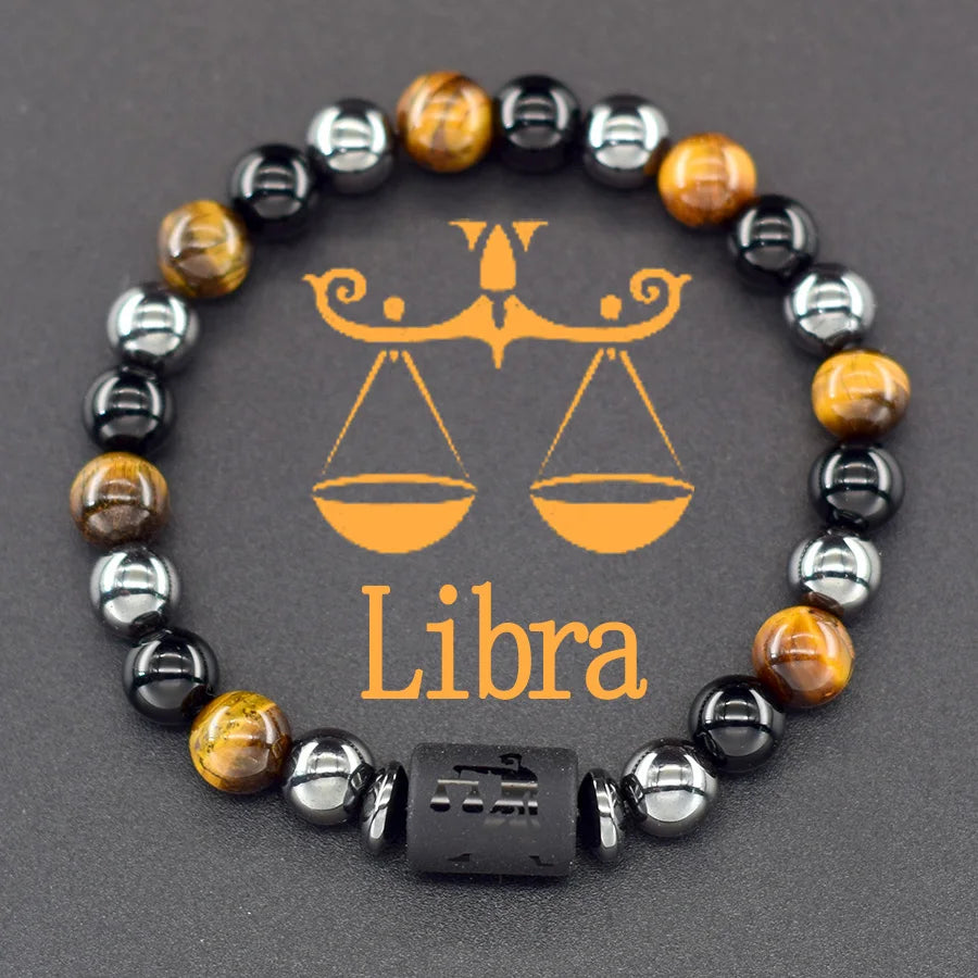 Brățară Zodiac Neagră – Pietre Semiprețioase & Energie Cosmică | Toate Semnele