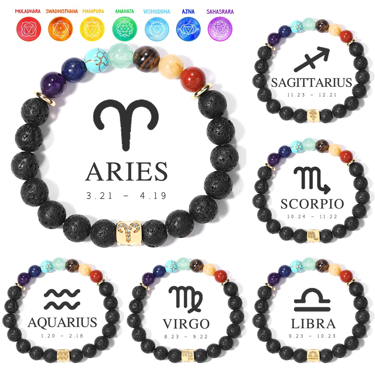 Brățară Talisman 7 Chakre & Zodiac – Piatra care Vindecă, Protejează & Aduce Noroc