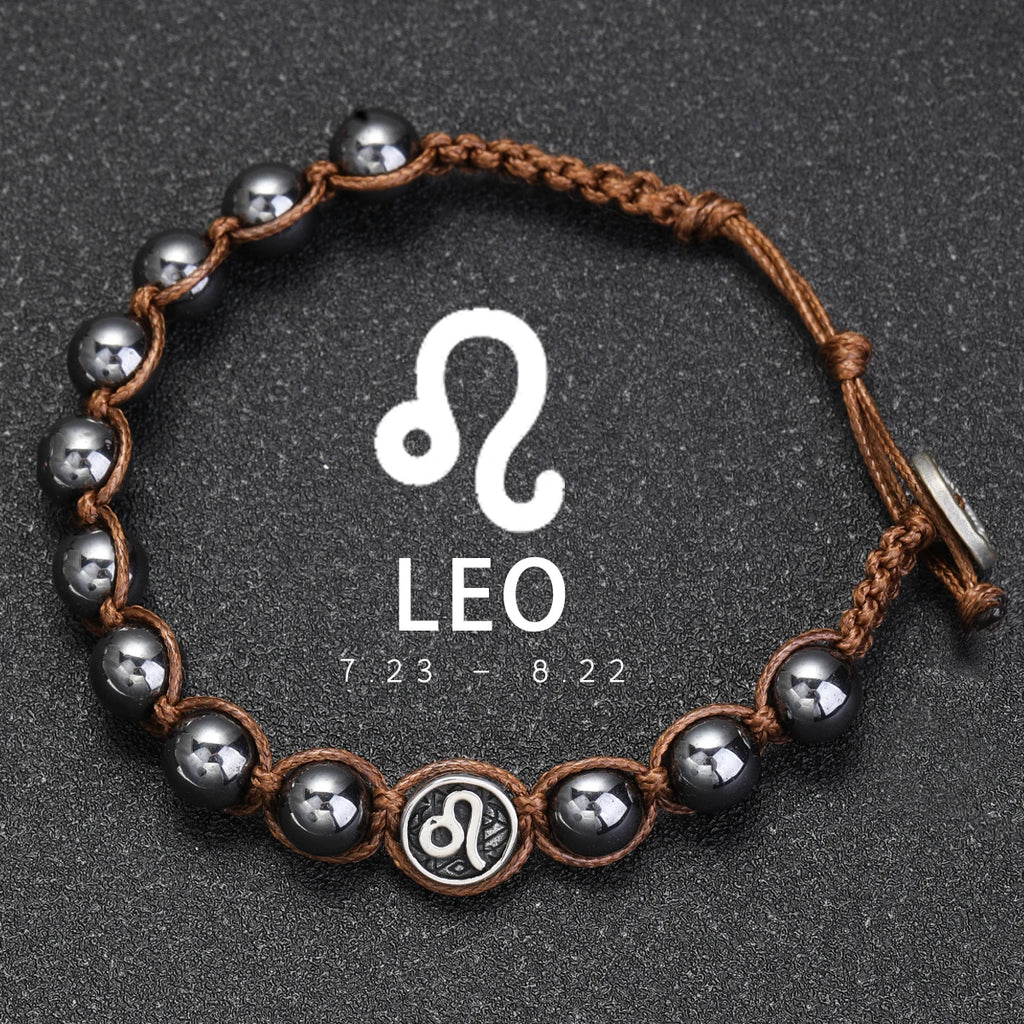 Brățară Talisman Zodiac pentru Bărbați – Piatră Vulcanică Naturală & Noroc 8mm