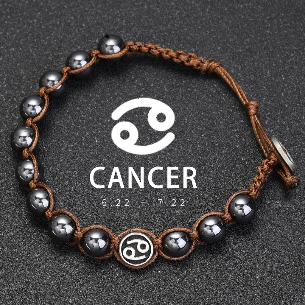 Brățară Talisman Zodiac pentru Bărbați – Piatră Vulcanică Naturală & Noroc 8mm