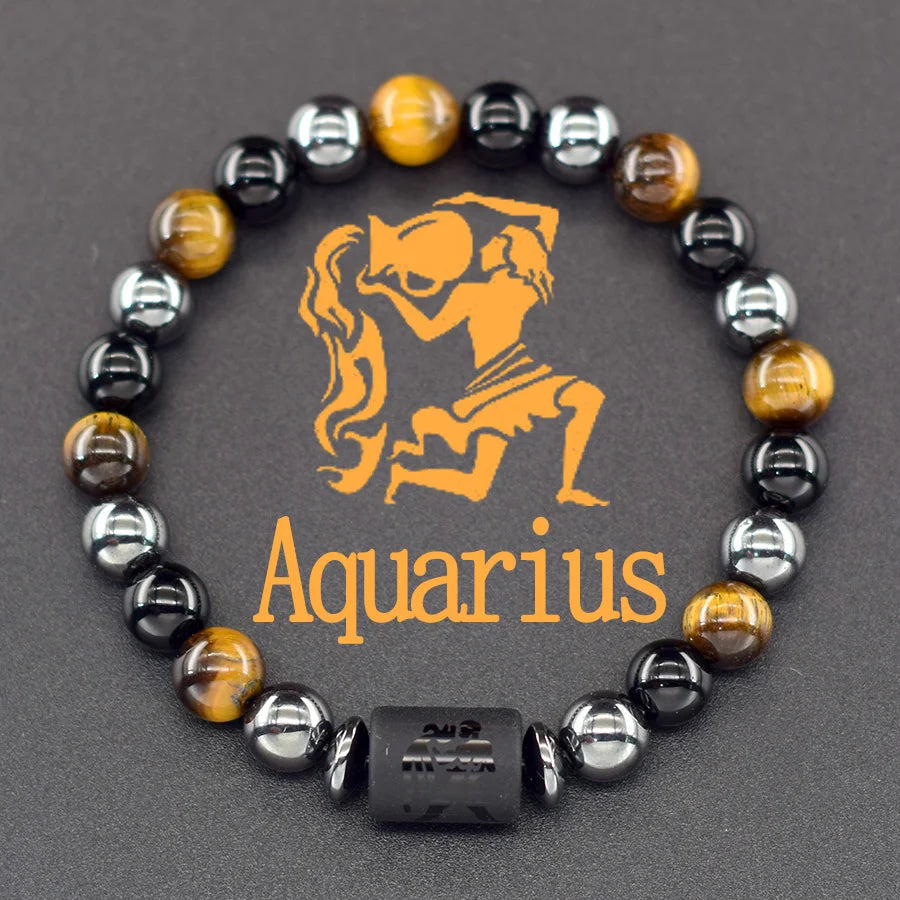 Brățară Zodiac Neagră – Pietre Semiprețioase & Energie Cosmică | Toate Semnele