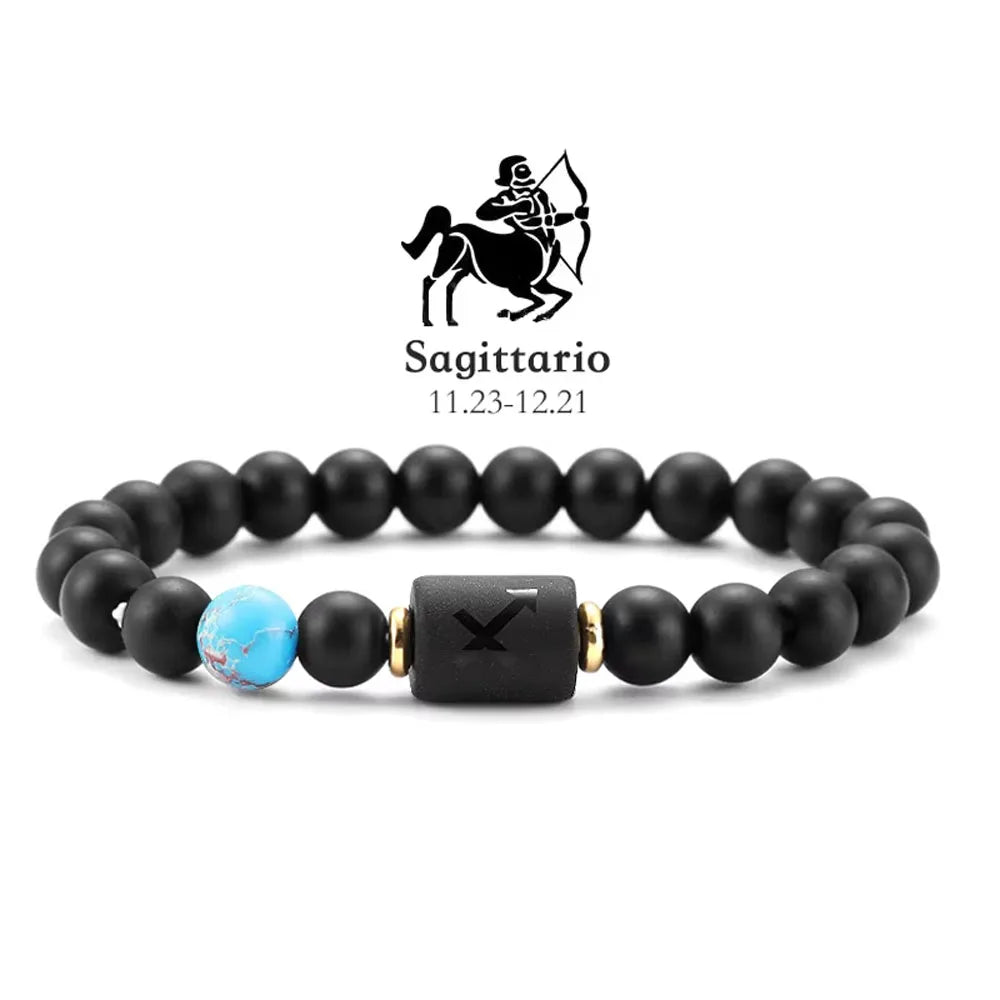 Brățară Zodiac Neagră – Pietre Semiprețioase & Energie Cosmică | Toate Semnele