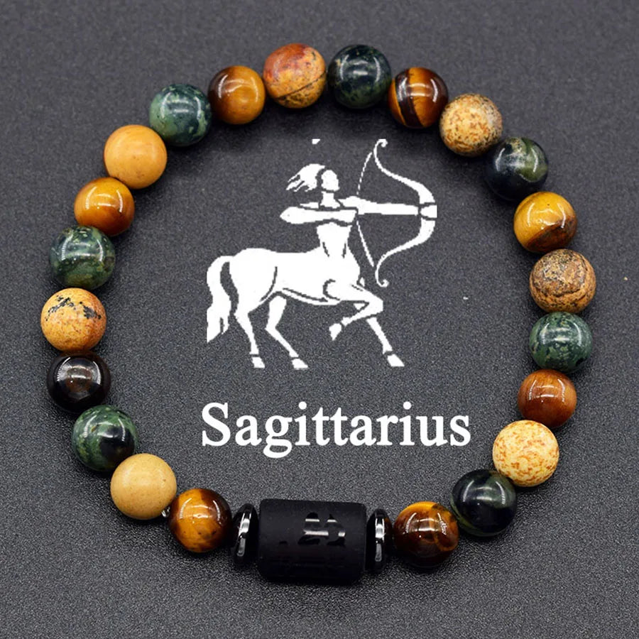 Brățară Zodiac Neagră – Pietre Semiprețioase & Energie Cosmică | Toate Semnele