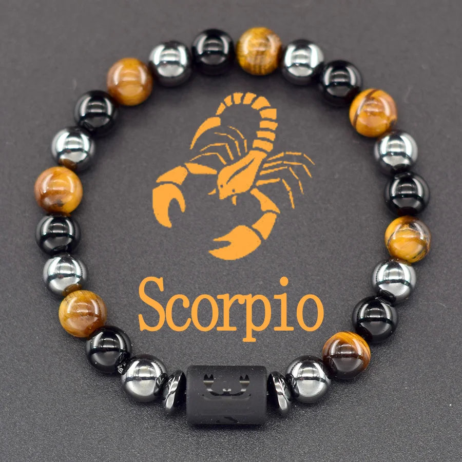 Brățară Zodiac Neagră – Pietre Semiprețioase & Energie Cosmică | Toate Semnele