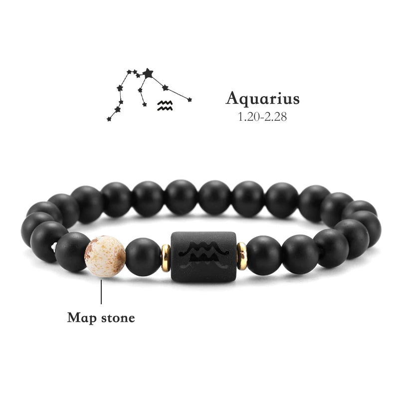 Brățară Zodiac Neagră – Pietre Semiprețioase & Energie Cosmică | Toate Semnele