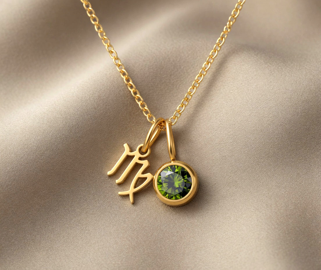 Lănțișor Talisman Zodiacal cu Piatră Natală | Simbol + Piatră Natală