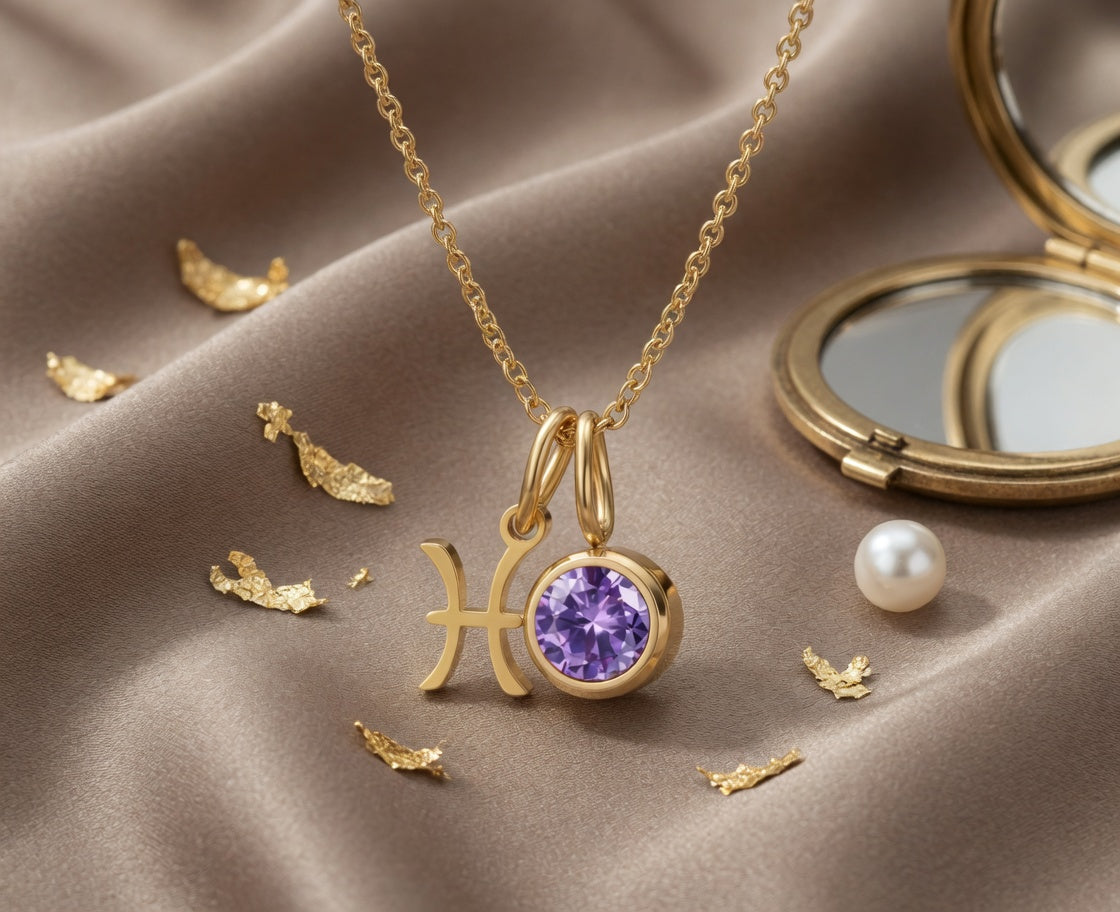 Lănțișor Talisman Zodiacal cu Piatră Natală | Simbol + Piatră Natală