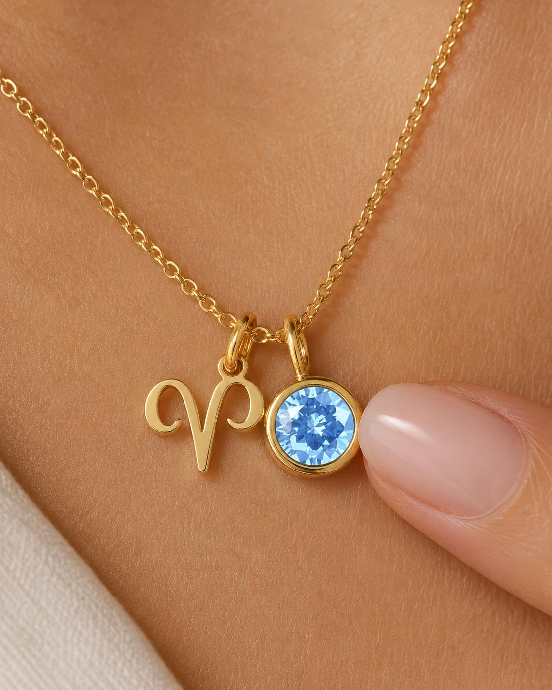 Lănțișor Talisman Zodiacal cu Piatră Natală | Simbol + Piatră Natală