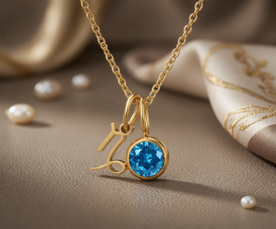 Lănțișor Talisman Zodiacal cu Piatră Natală | Simbol + Piatră Natală